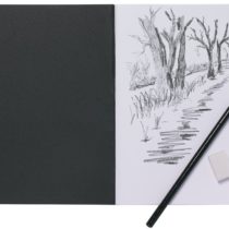 A5 Artist Sketch Book White Cartridge Paper Black Card Cover Art Pad