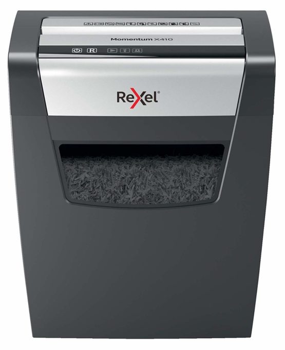 Rexel Momentum X410 Cross Cut Paper Shredder, Shreds 10 Sheets, 23 Litre Bin, Black, 2104571