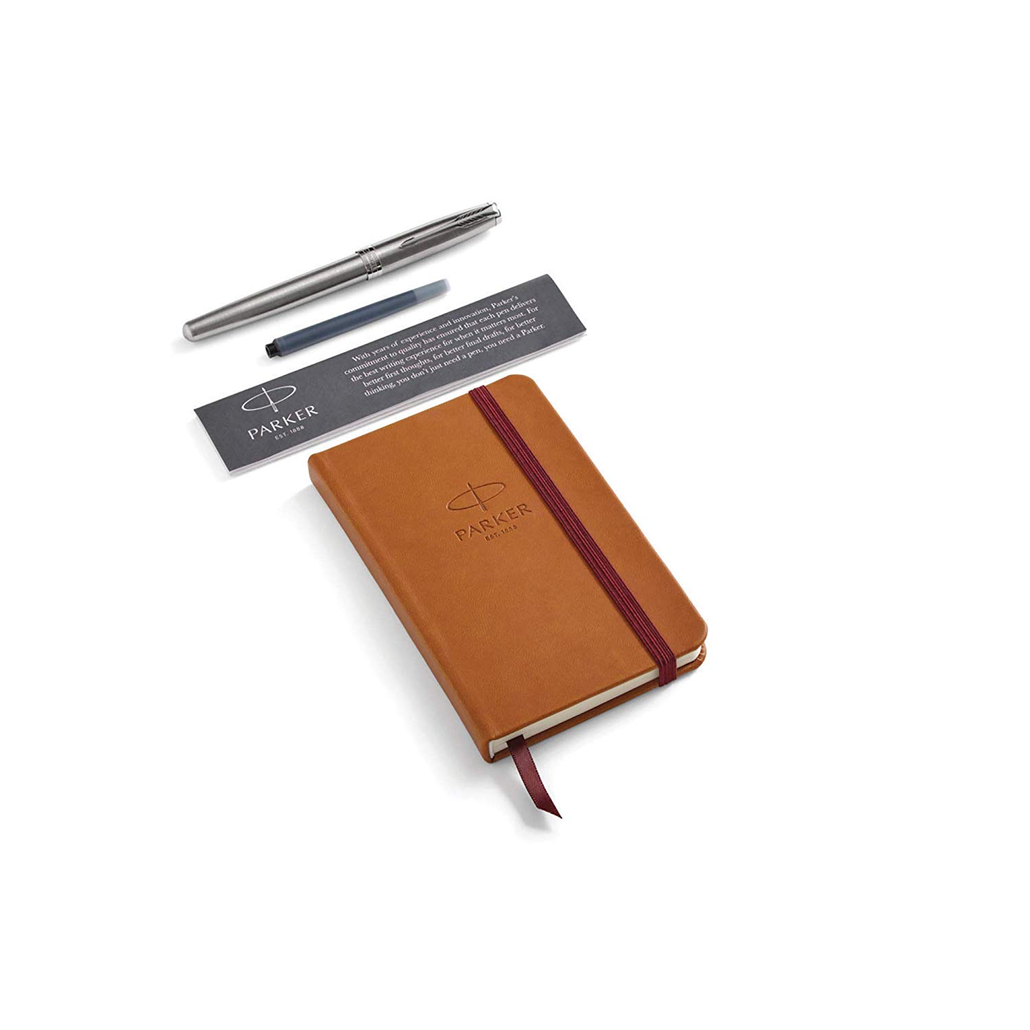 Parker Stainless Steel Fountain Pen + Notebook Set BigaMart