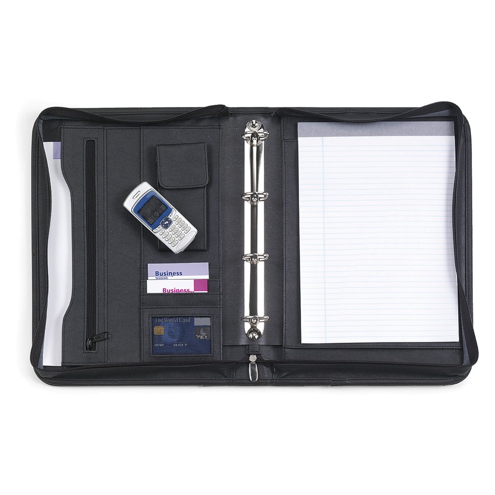 eBuyGB A4 Zipped Ring Binder Conference Meetings Business Work Folder, Black - Image 2