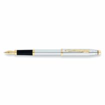 Cross Century II Refillable Click-Off Cap Metal Fountain Pen with 23 Carat Gold Plated Appointments, Medium Gold Nib, includes Premium Gift Box and 2 Black Cartridge Refills, 1 Pack, Medalist Chrome