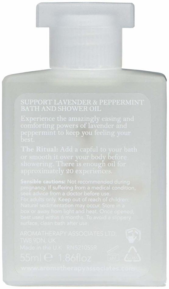 Aromatherapy Associates Support Lavender & Peppermint Bath And Shower Oil 55ml, this combination eases sunburn, dissolves tension headaches and counters moments of over-indulgence. - Image 4