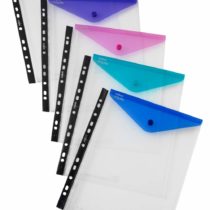 Snopake A4 High Capacity Polyfile RingBinder Popper Wallet, Portrait – Clear with Electra Assorted Flap [Pack of 5] Ref: 15695