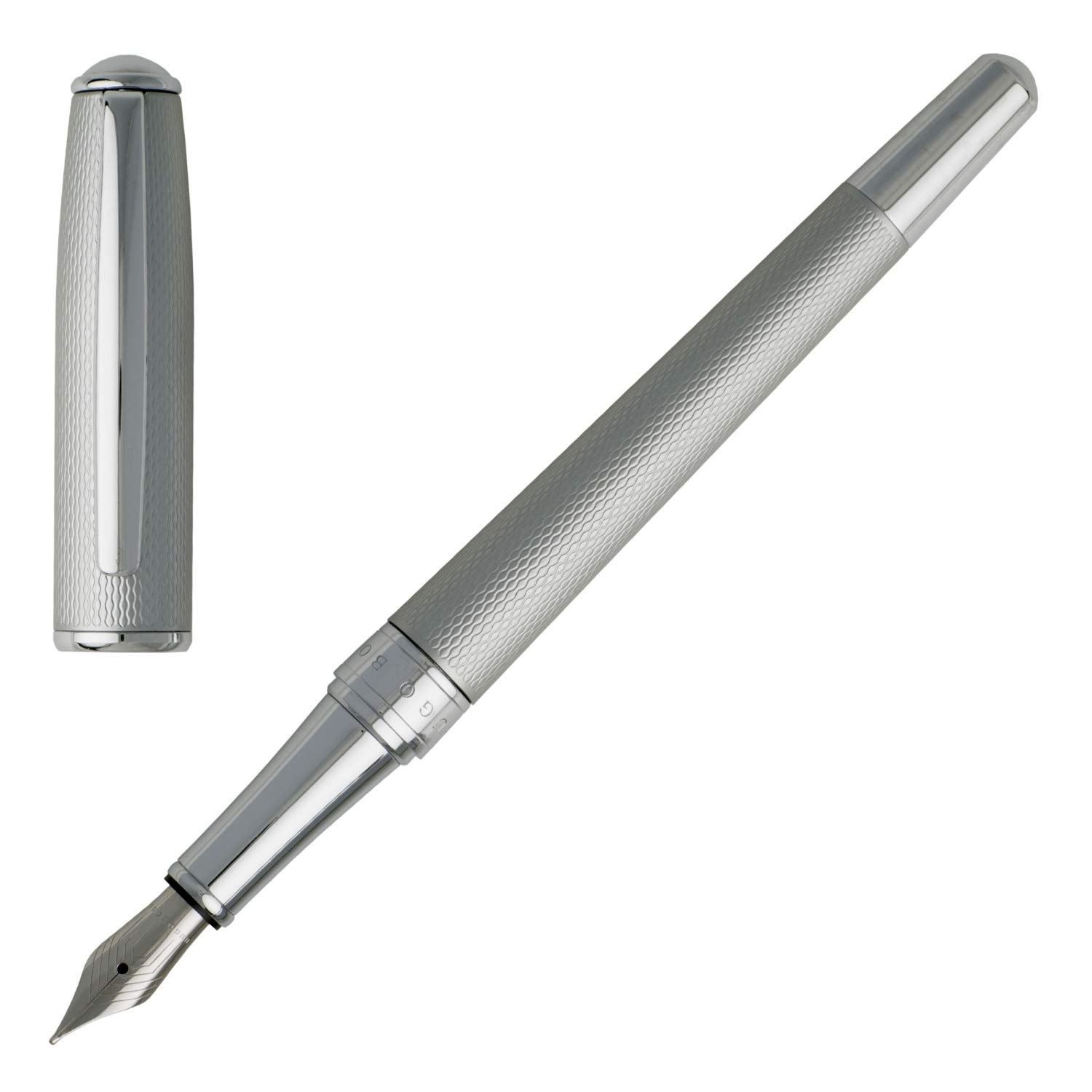 Hugo Boss HSW7442B Essential Fountain Pen - Silver, Chrome