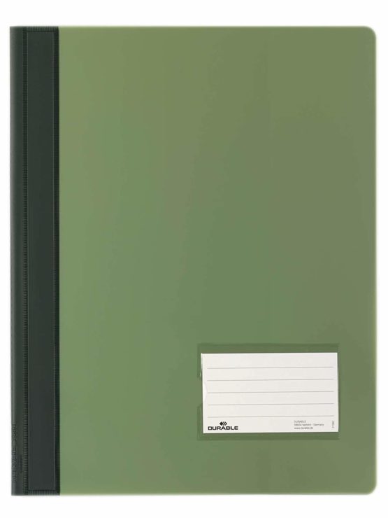 Durable DURALUX A4 Document Folder Green | Made From High Quality PVC | Extra Wide for Filing Punched Pockets | Pack of 25