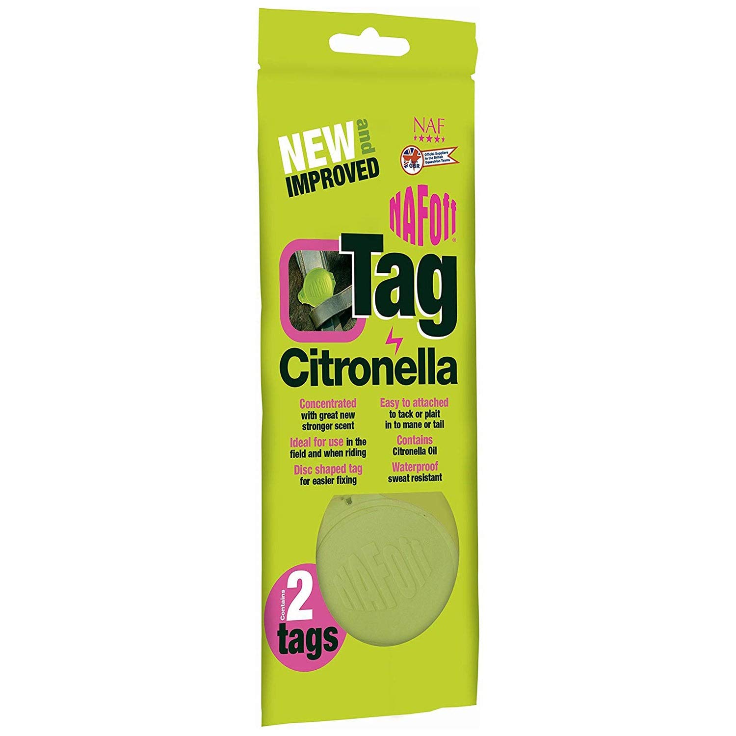 NAF Off Citronella Tag, 2 Pack, Natural Insect Repellent Tags for Horses, Long-Lasting Protection Against Flies & Midges