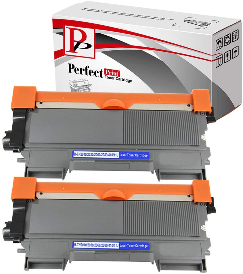 PerfectPrint Compatible Toner cartridge Replacement for Brother DCP-7055 DCP-7057 HL-2130 HL-2132 HL-2135W TN2010 (Black, 2-pack)