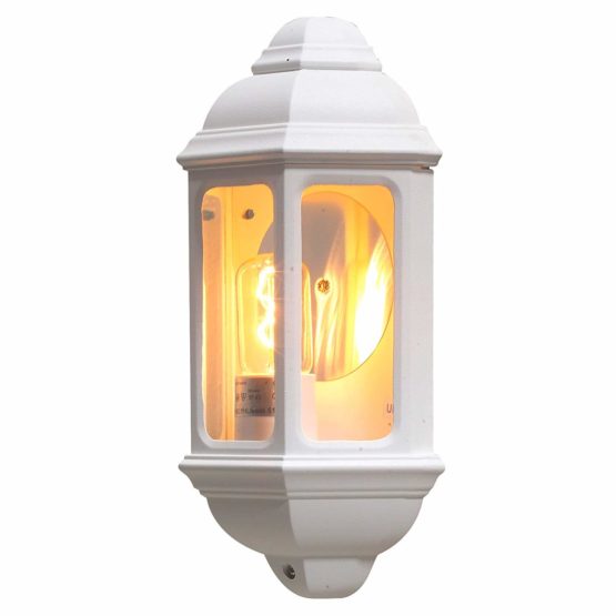 Konstsmide 7011-250 Outdoor Lighting/Cagliari Flush Outdoor Wall Light/1 x 100 W E27 Max Wall Lamp/Clear Glass/Aluminium/IP43/Outside Light Matt White