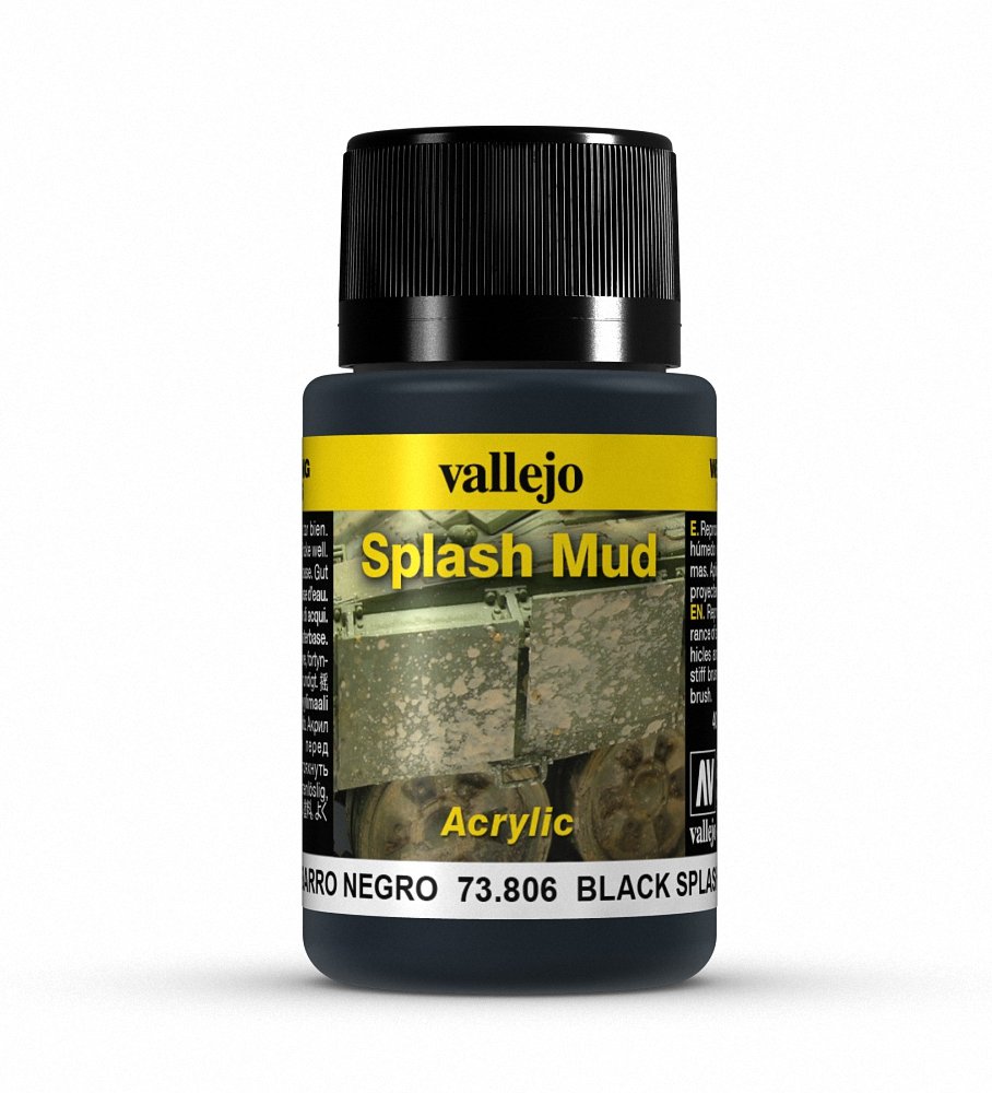 Vallejo 40 ml "Black Splash Mud" Weathering Effect Bottle