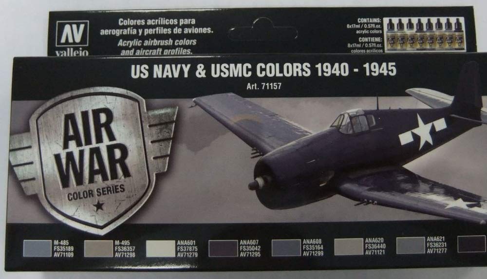 Vallejo Model Air USN Aircraft Acrylic Paint Set for Air Brush - Assorted Colours (Pack of 8), 17 ml, Blue
