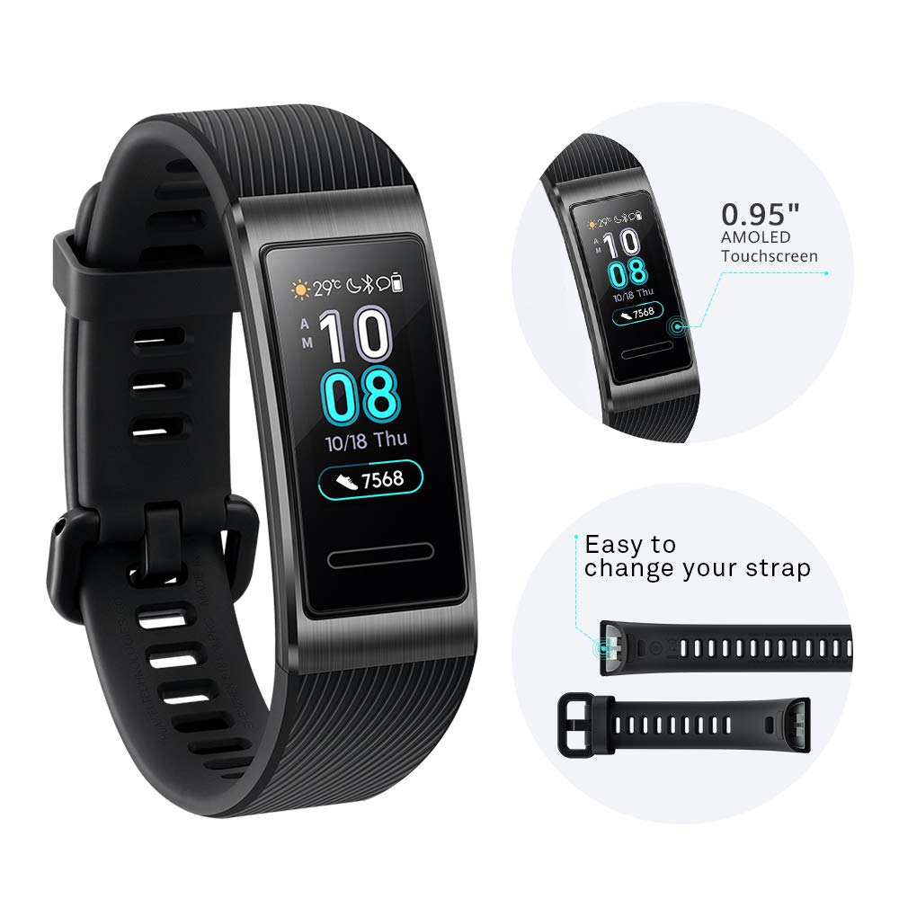 HUAWEI Band 3 Pro, Smart Band Fitness ActivitiesTracker with 0.95" AMOLED Touchscreen, 24/7 Continuous Heart Rate Monitor - Image 3