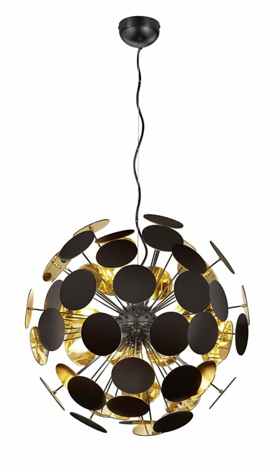 Trio Leuchten Discalgo 309900632 Pendant Light Metal / Plastic Matte Black / Gold Colour Excluding 6X E14