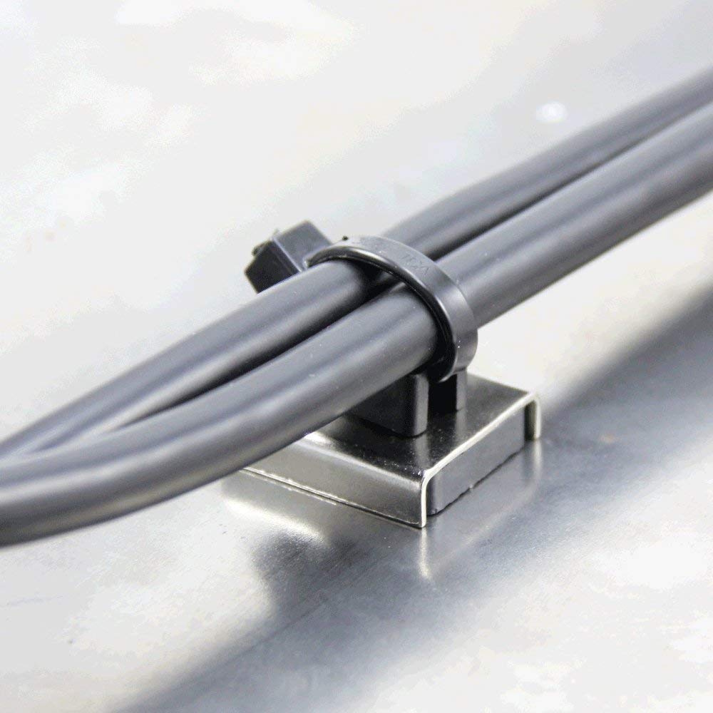 Stainless Steel Magnetic Cable Tie Mount for Cable Management at Home Office, or Classroom, 26 x 23 x 6.3mm thick, 6.1kg Pull - Image 3