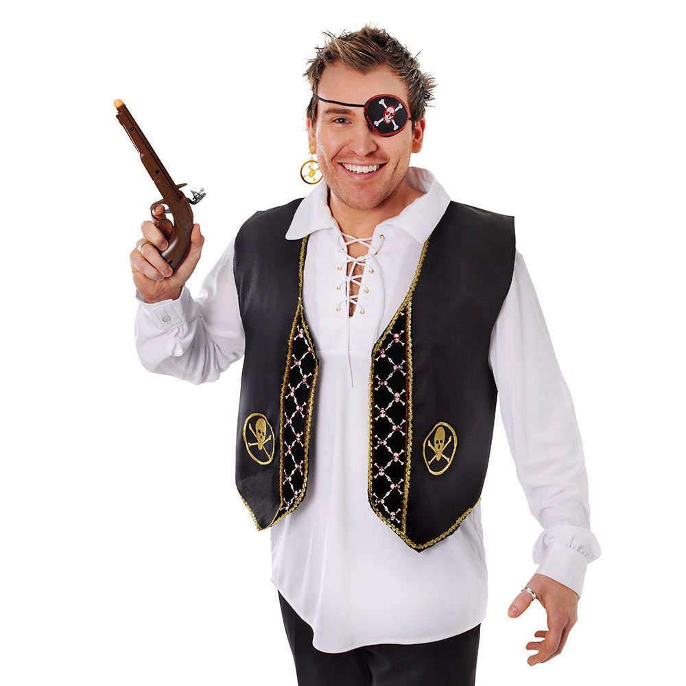 Bristol Novelty Deluxe Pirate Waistcoat, Adult Fancy Dress, One Size, Black Halloween Halloween