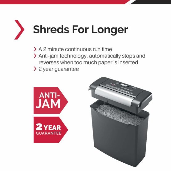 Rexel Momentum S206 Strip Cut Paper Shredder, Shreds 6 Sheets, 9 Litre Bin, Black, 2104568 - Image 3
