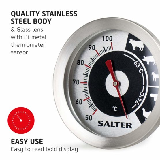 Salter Kitchen Analogue Meat Thermometer, Easy Read Food Probe, Cooking, Roasting, BBQ, 1 Degree Precision, 50-100C Measurement Range + Ideal Temperature Measure Gauge for Perfect Roast Every Time - Image 3