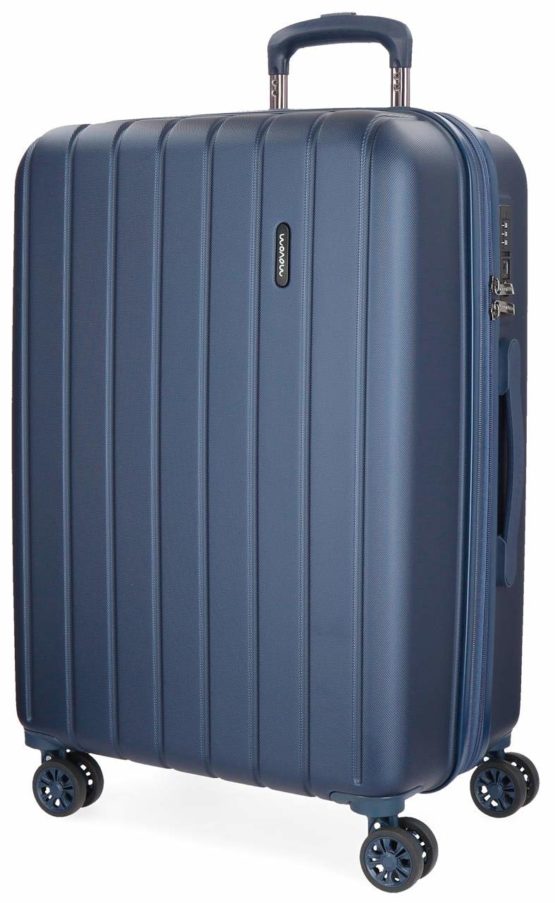 Movom Wood Blue Medium Suitcase 44.50 x 65 x 27.5 cm Rigid ABS TSA Lock 68 Litre 3.8 kg 4 Double Wheels