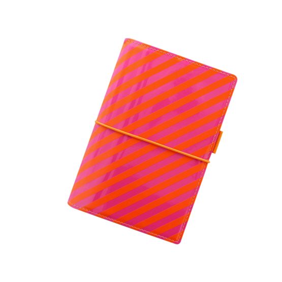 Filofax A5 Domino Patent Stripes Personal Organiser - Orange/Pink - Image 2