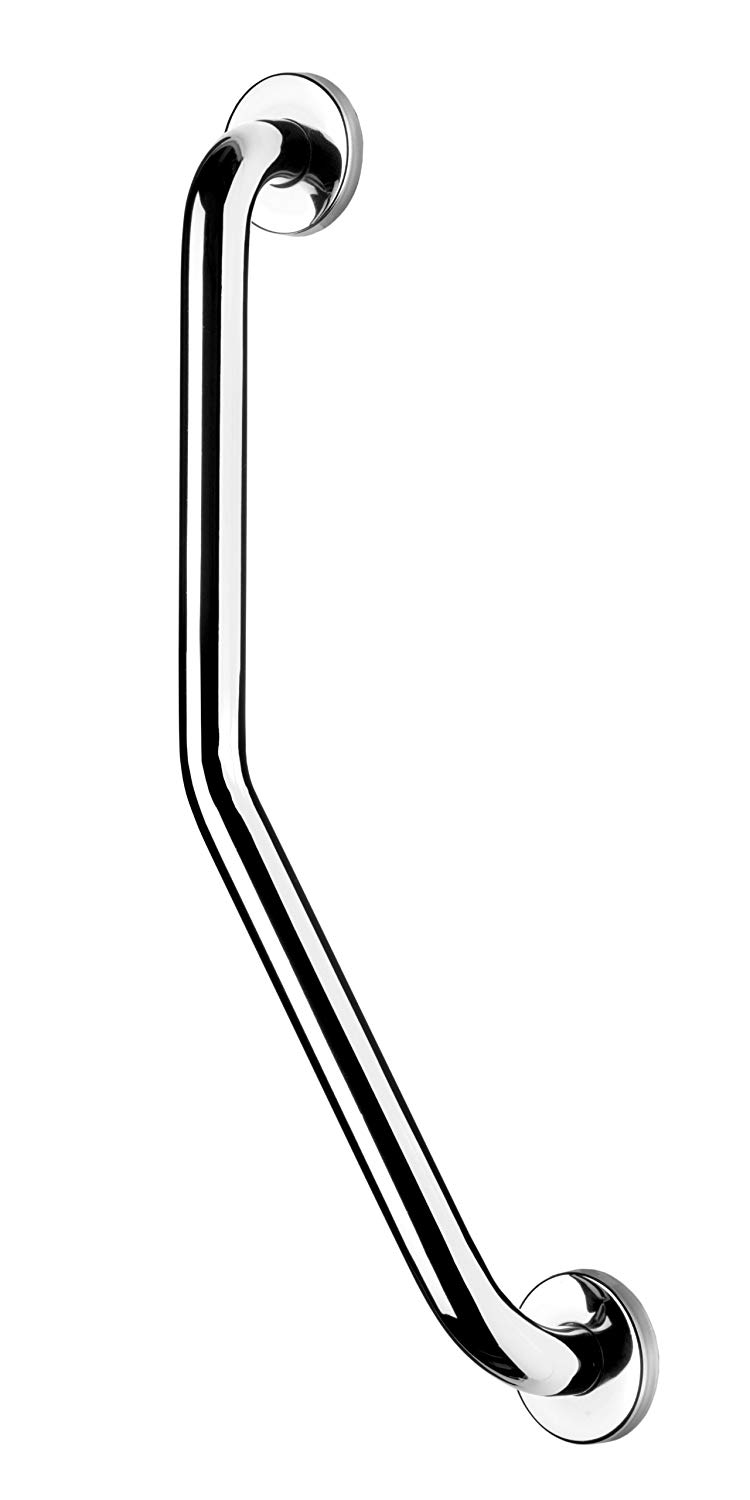 Croydex AP501341 Stainless Steel Chrome Safety Support Rail Angled Grab Bar for Bathroom