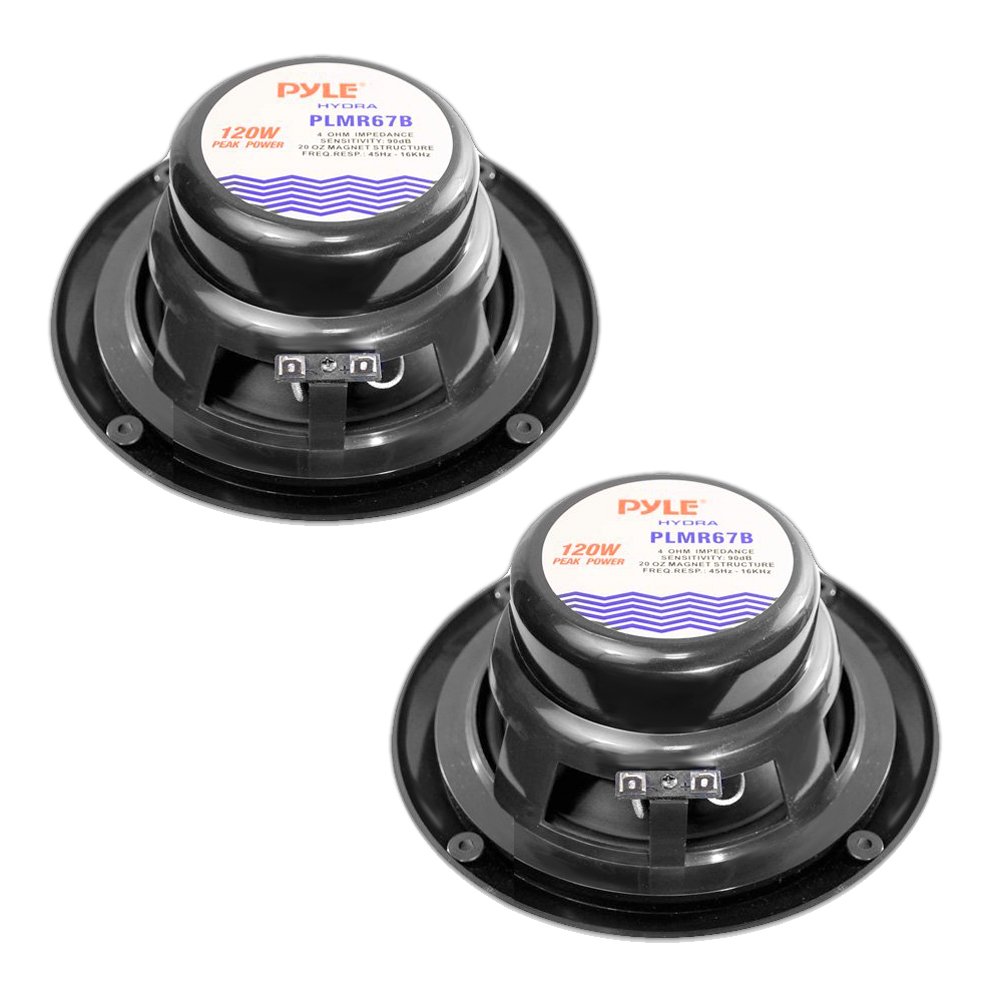 Pyle PLMR67B 6 1/2 inch Dual Cone Waterproof Stereo Speakers, Black, 120 watts - Image 2