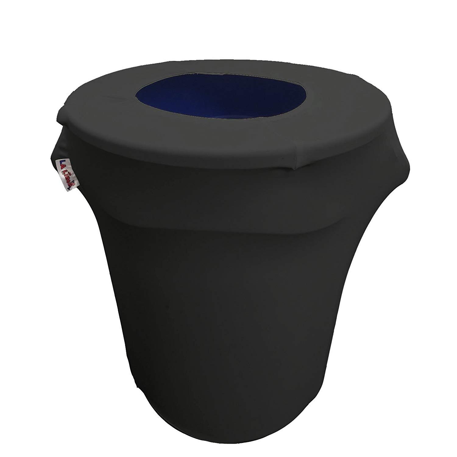LA Linen Stretch Spandex Trash Can Cover 44-Gallon Round,Black, Microfiber Polyester, 66 x 81.28 x 0.05 cm