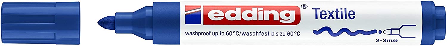 edding 4500 textile marker, black, 3x blue, green, 5 pens, round nib 2-3 mm - Image 2
