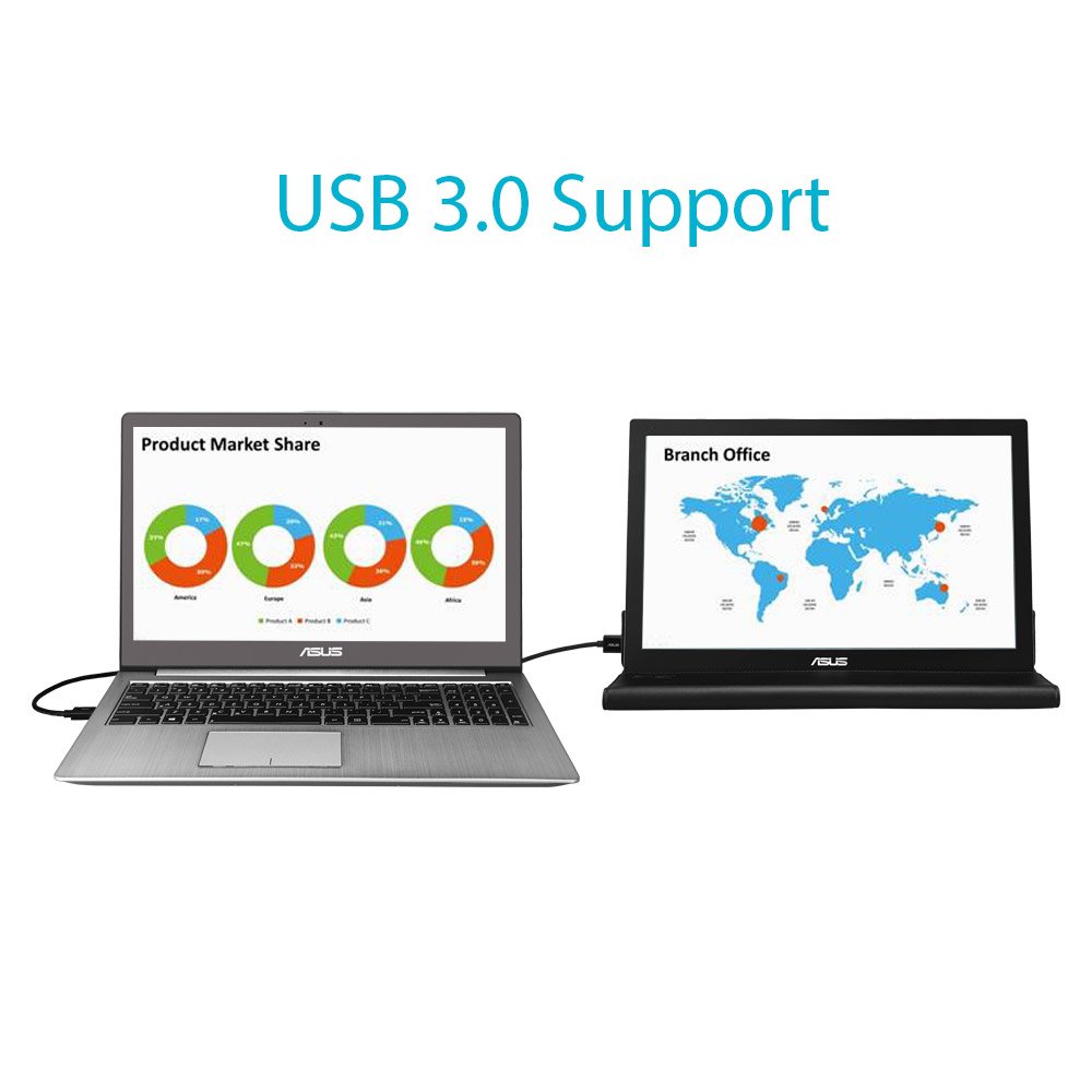 ASUS MB168B 15.6 Inch Portable USB Monitor, 1366x768, TN, Black, Silver, 15.6" TN - Image 3