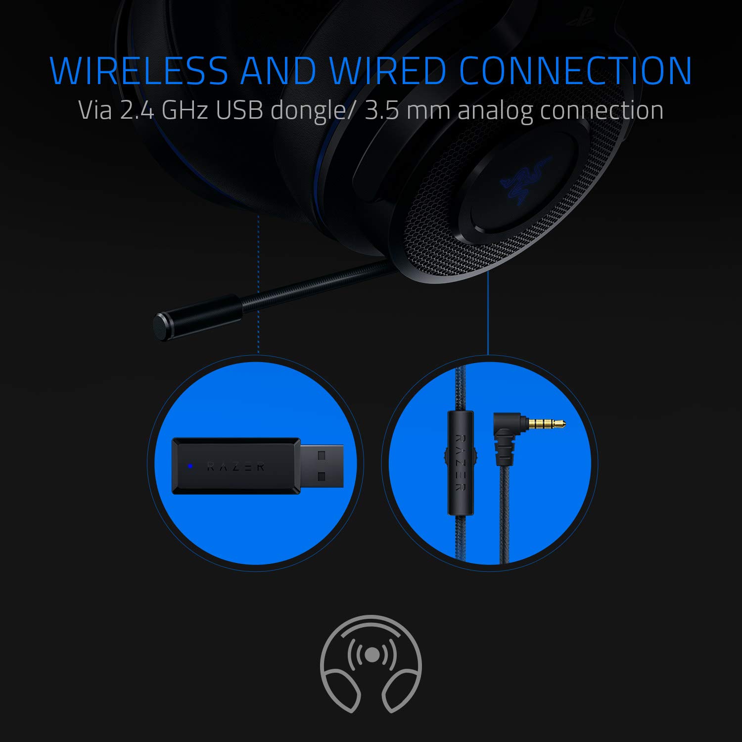 Razer Thresher for PlayStation, Wireless Gaming Headset for PS4, PS5 and PC (Wireless Headphones, 16 Hours of Battery Life - Image 2