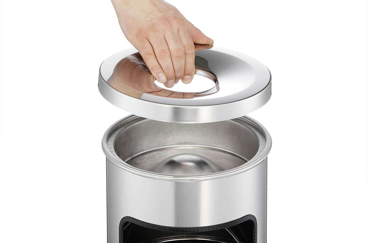Durable Ashtray 333223 Metal Dustbin with Safe, Selbstlöschender 17L Waste Bin with 2L Ashtray Ashtray Silver - Image 3