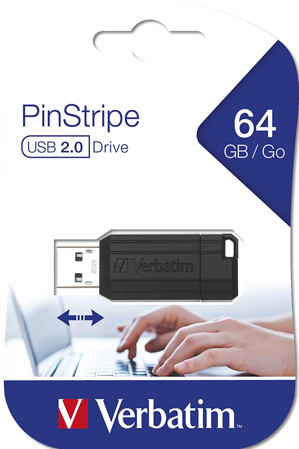 Verbatim 49065 64GB Pinstripe USB Drive - Black, 64 GB - Image 3