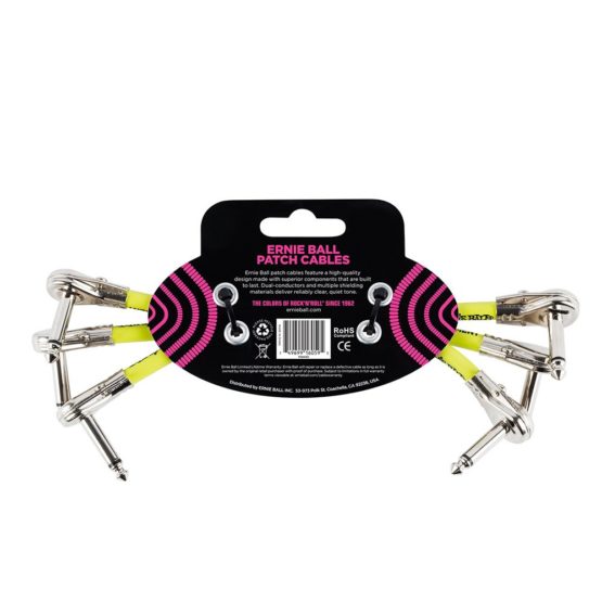 Ernie Ball 6 inch Flat Angle / Flat Angle Patch Cable 3-Pack - Black - Image 2