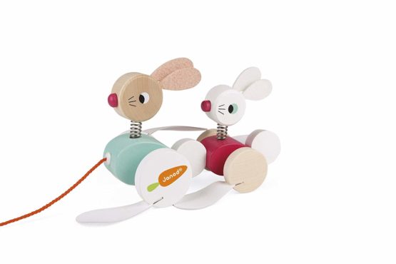 Janod J08207 Wooden Pull-Along Rabbit Family - Image 3