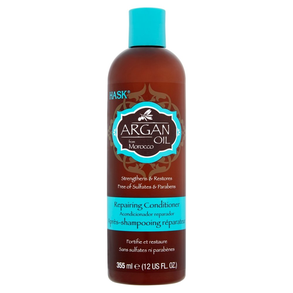 HASK Argan Oil Conditioner, Repairing for all hair types colour safe, and cruelty-free - 1 355mL Bottle, No Color