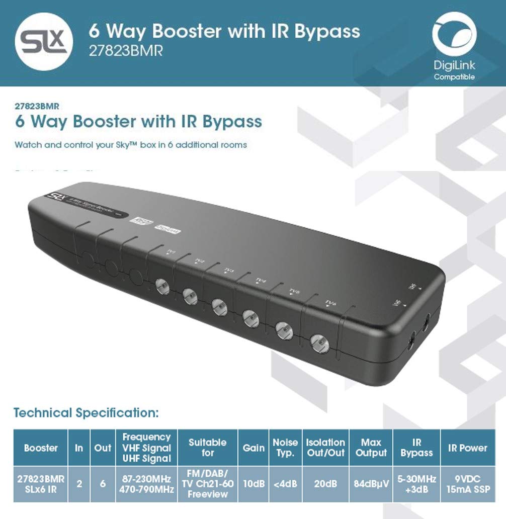 Signal Booster, SLx TV Amplifier 6 Output 27823BMR, Improve Picture Quality and Channel Reception - Image 3