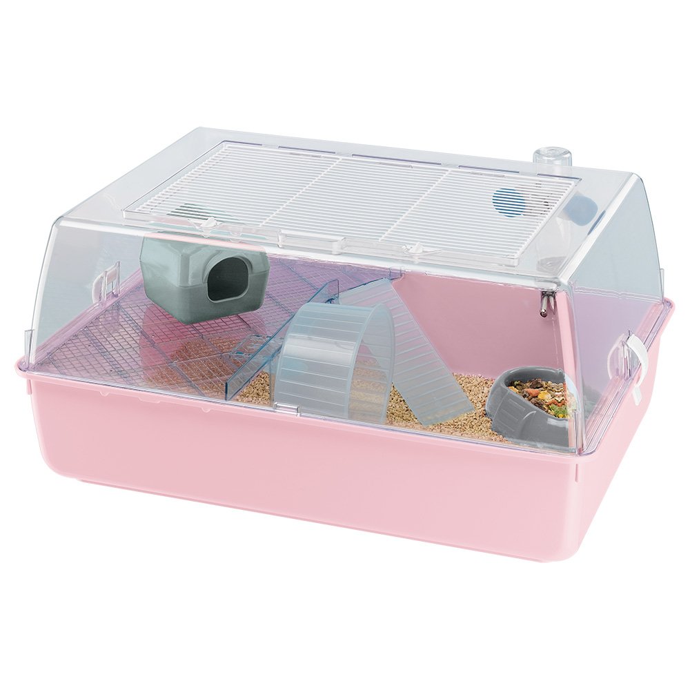 Ferplast MINI DUNA HAMSTER Compact Hamster Cage, Ventilated Multi-Level Habitat with Interactive Transparent Top