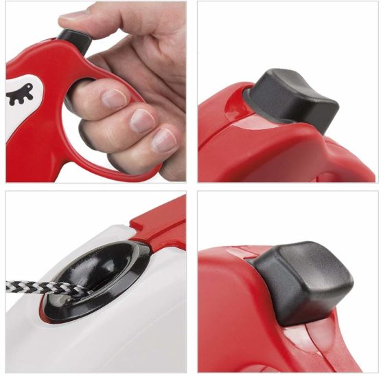 Retractable Dog Lead AMIGO Cord LONG, Folding Cord, 7 m, Max 20 kg, Red - Image 3