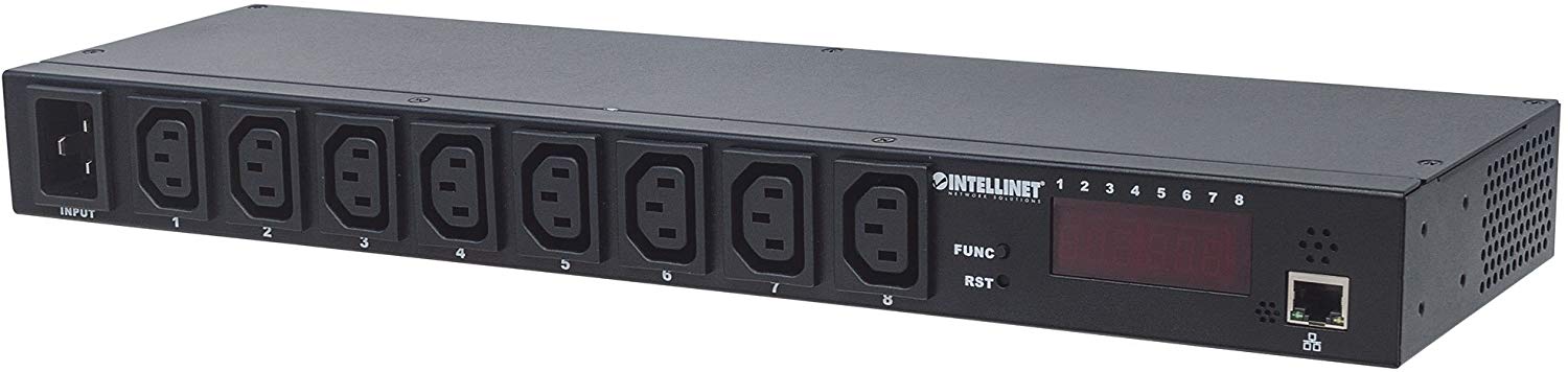 Intellinet 163682 19" Intelligent 8-Port PDU, 19" Rackmountable Intelligent Power Distribution Unit; Monitors Power
