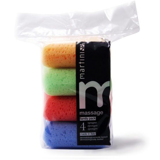 MartiniSPA Coloured Massage Soft Square Sponges, Family Size, 37 g, Pack of 4