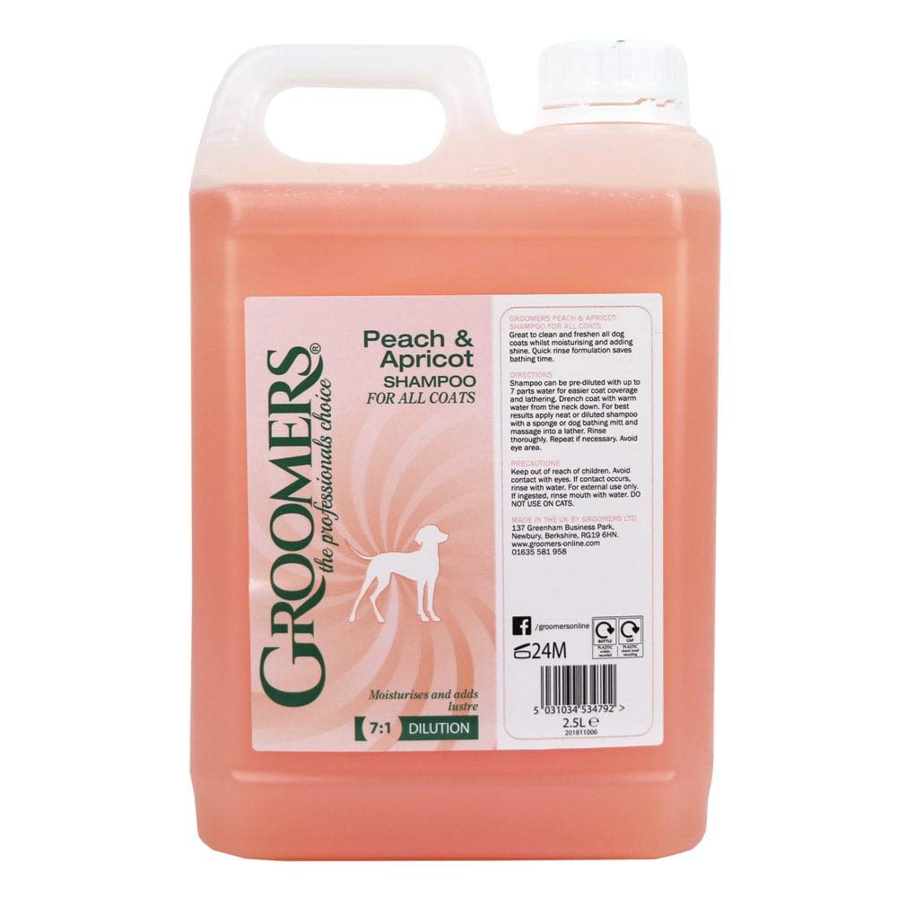 Groomers Peach & Apricot professional Dog Shampoo 2.5L, orange, 2.5 l (Pack of 1)