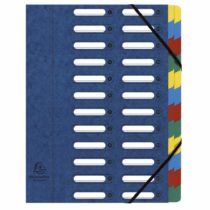 Exacompta Ref - 55242E Harmonika Multipart File, 24.5x32cm for A4 Sized Documents, 24 Tabbed Sections, Expandable Spine, Premium Pressboard Blue Cover with Multi-Coloured Tabs