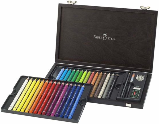 Faber-Castell Albrecht Dürer Magnus Watercolour Pencils, Set Of 30 - Assorted Colours - Presented in a high quality stunning wedge stained wooden box