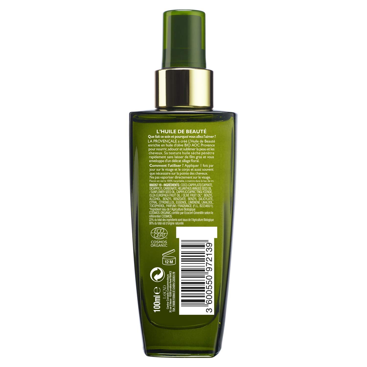La Provençale, Beauty Oil for Face and Body Hair, Certified Organic Care, Organic Olive Oil AOC Provence - Image 2