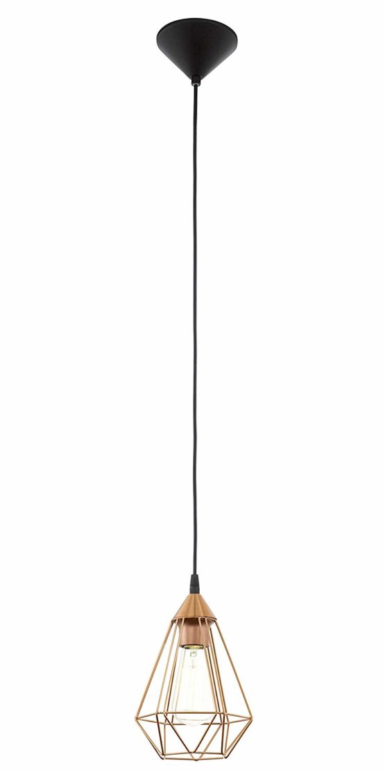 EGLO Tarbes Pendant Lamp, 1-Flame Vintage/Retro Pendant Light, Material : Steel, Plastic, Colour : Copper, Black, Socket : E27, Ø 17.5 Cm/6.8 Inches - Image 2