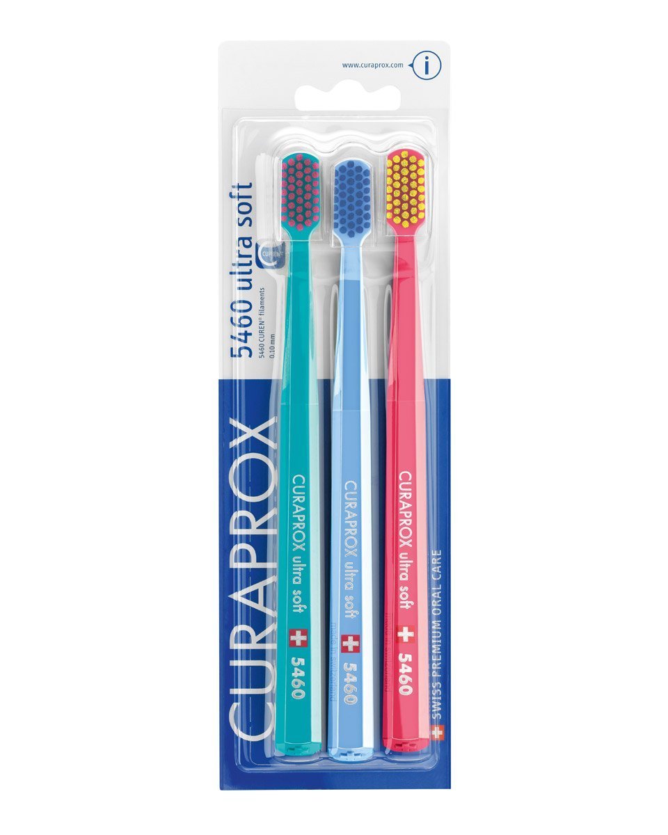 Curaprox CS 5460 Ultra-Soft Toothbrush - for Sensitive Teeth & Gums, Random, 3 count (Pack of 1)