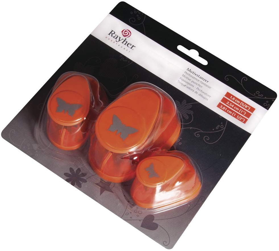 Rayher Motive Puncher Set: Butterflies, 1.6 cm + 2.54 cm + 3.81 cm, Tab-Blister 3 Pieces, Grey, 17.5 x 17 x 5.9 cm - Image 3