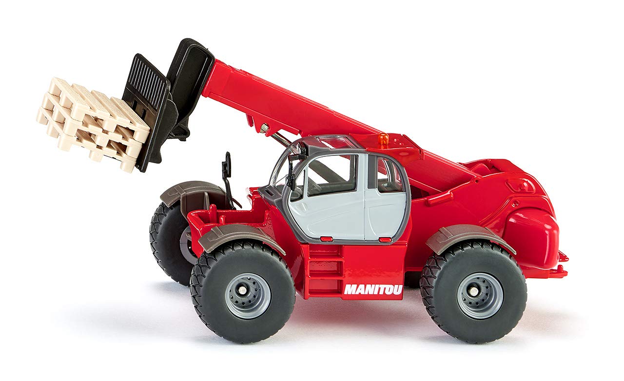 siku 3507, Manitou MHT 10230 Telescopic Handler, 1:50, Metal,Plastic, Red, Incl. 3 pallets, 19.5 cm - Image 2
