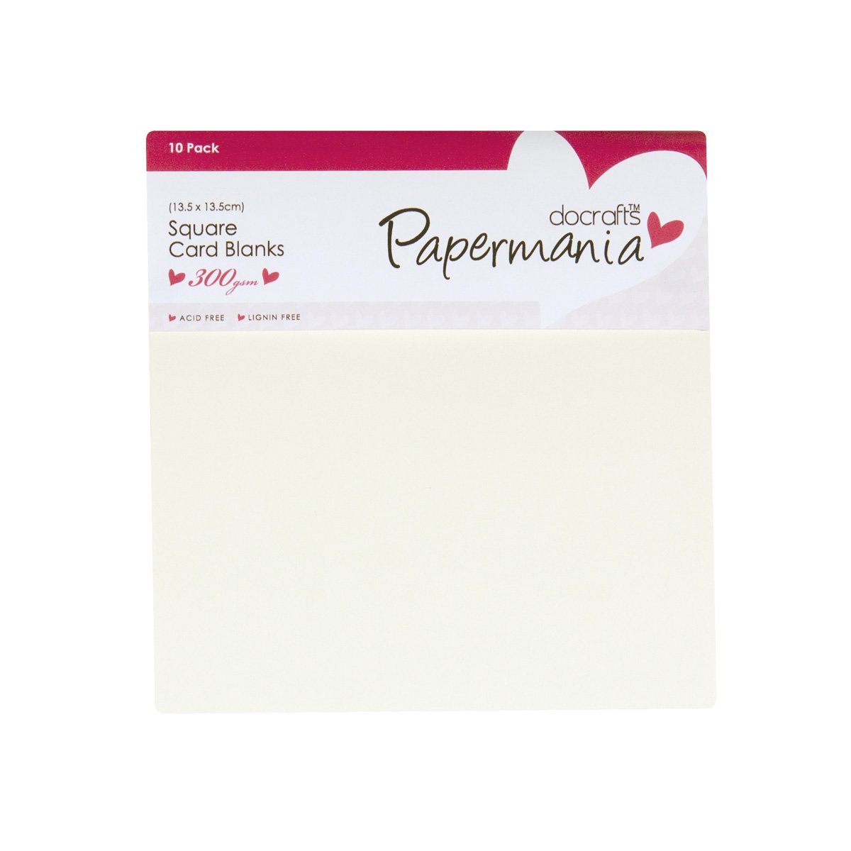 Papermania 300 GSM Square Cards and Envelopes, Pack of 10, Cream, 13.5 cm x 13.5 cm