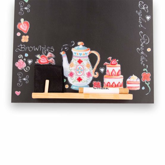 Chalkboards UK CHB137 Patisserie Tall Thin Chalkboard/Blackboard/Memo Kitchen Board with Rope, Tray and Chalk. Booths Design Range, Wood, Black, 60 x 26.5 x 1 cm - Image 4