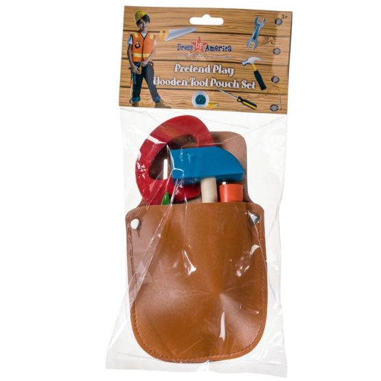 Dress Up America 927 Little Builder Wooden Tool Pouch Set-Pretend Pla Play - Image 3