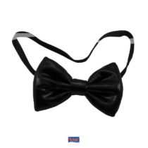 Bow Tie Metallic Black, Novelty Fancy Dress Item with Elastic Fastening